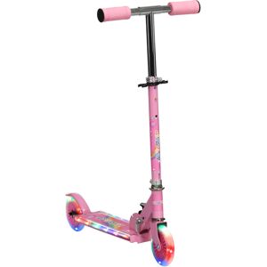 HOMCOM Kids Scooter with LED Wheels, Adjustable Height, Folding Design, Lights & Music, for Ages 3-7, Pink Aosom UK HOMCOM Kids Scooter with LED Wheels, Adjustable Height, Folding Design, Lights & Music, for Ages 3-7, Pink Aosom UK