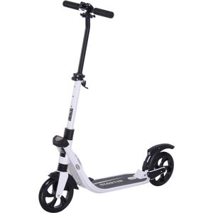 HOMCOM Folding Kick Scooter Hight-Adjustable Urban Scooter w/ Rear Brake, Double Shock Absorption System & 2 Big Wheels, For 14+ Teens Adult, White HOMCOM Folding Kick Scooter Hight-Adjustable Urban Scooter w/ Rear Brake, Double Shock Absorption System & 2 Big Wheels, For 14+ Teens Adult, White