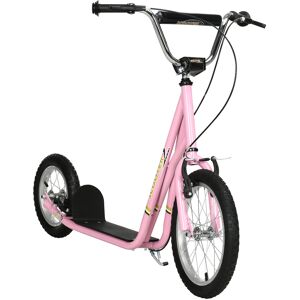 HOMCOM Teen Push Kick Scooter for Kids with Rubber Wheels, Adjustable Handlebar & Dual Brakes, Kickstand, for Ages 5+, Pink Aosom UK HOMCOM Teen Push Kick Scooter for Kids with Rubber Wheels, Adjustable Handlebar & Dual Brakes, Kickstand, for Ages 5+, Pink Aosom UK
