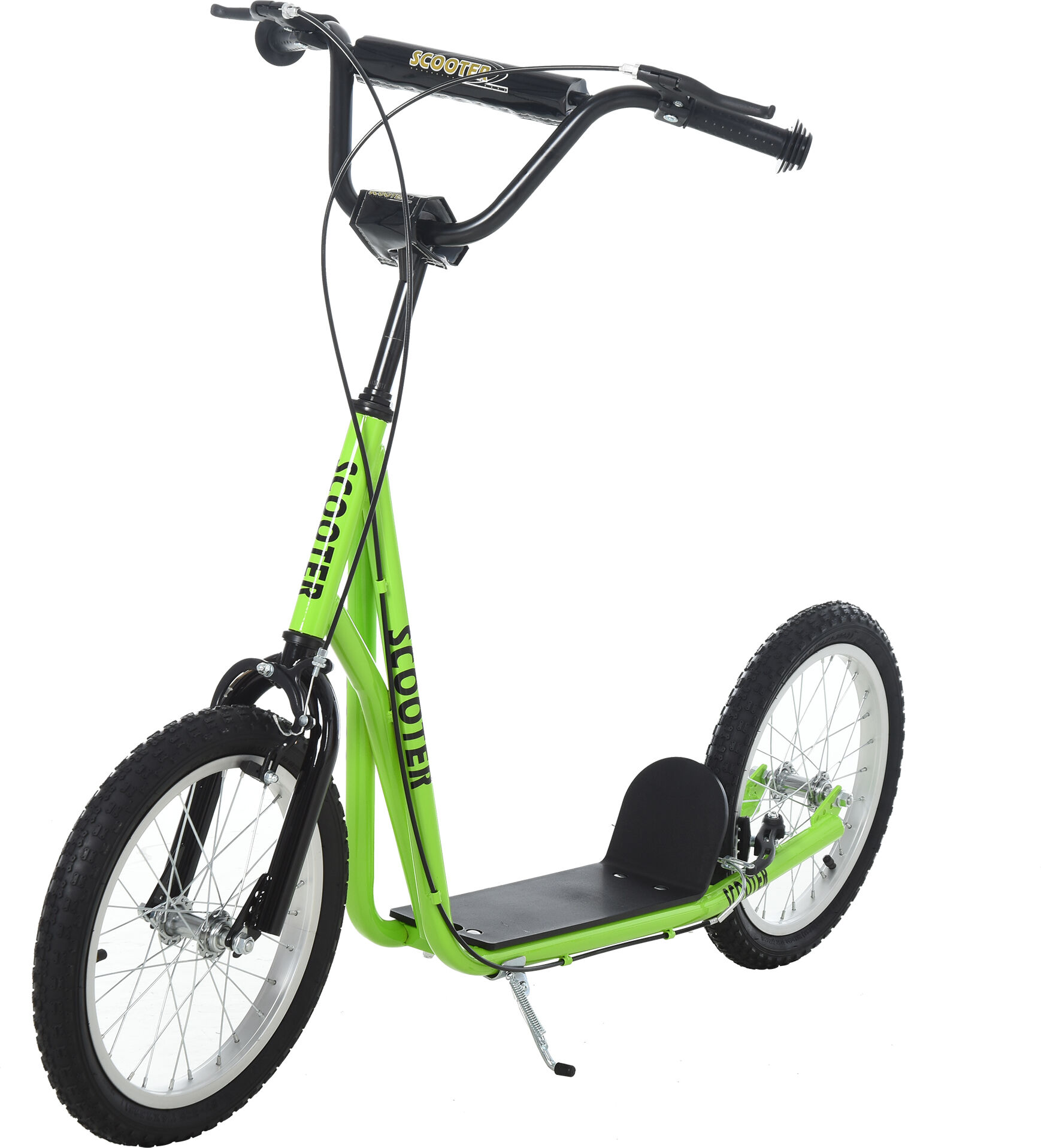HOMCOM Teen Kids Stunt Scooter Children Kick Scooter Adjustable Handlebar 2 Brakes Ride On 16 Inch Rubber Tyres Green