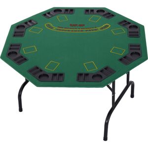 HOMCOM 8 Player Folding Games Poker Table w/ Chip Cup Holder Steel Base Felt Top Octagon Blackjack Adult Family Friends Green