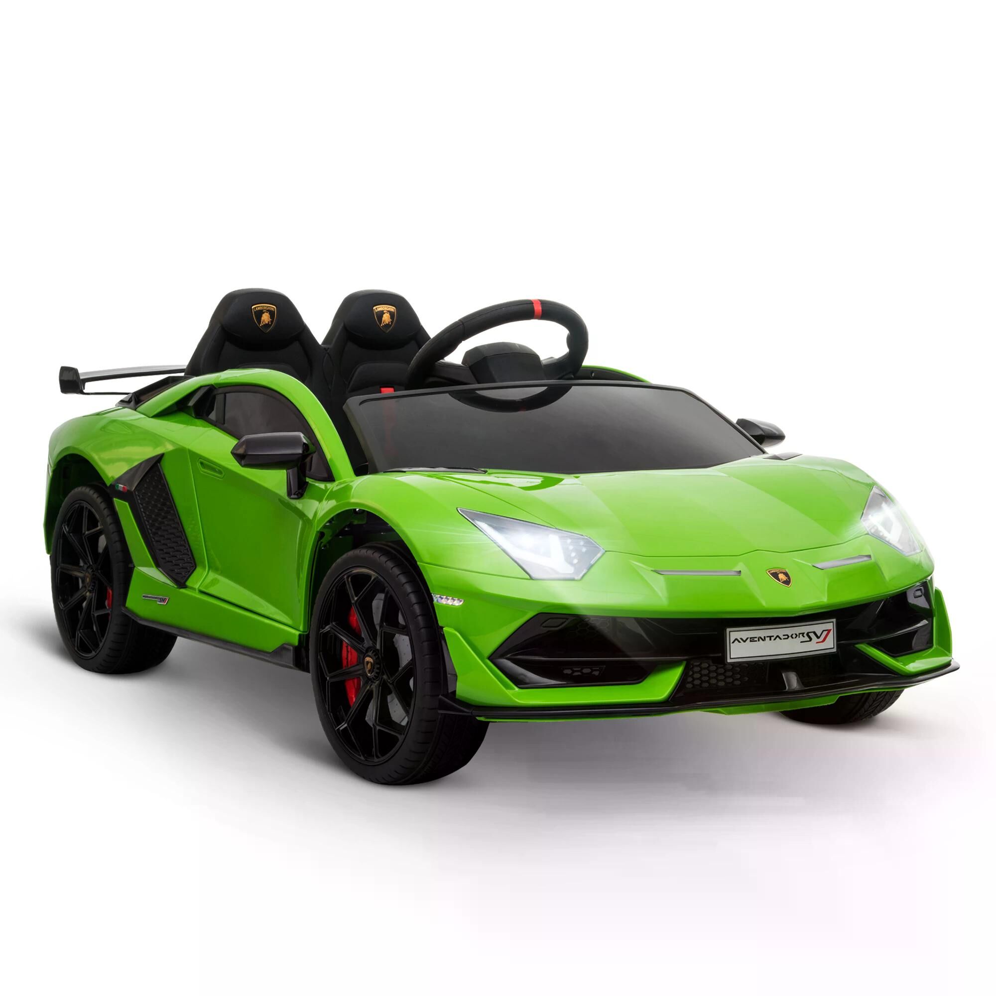 HOMCOM Compatible 12V Battery-powered Kids Electric Ride On Car Lamborghini Aventador Sports Racing Car Toy with Parental Remote Control Music Green