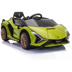 HOMCOM Compatible 12V Battery-powered Kids Electric Ride On Car Lamborghini SIAN Toy with Parental Remote Control Lights MP3 for 3-5 Years Old Green