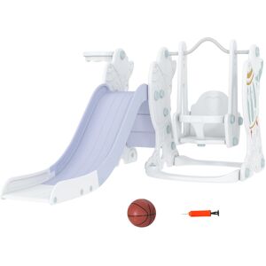 AIYAPLAY Space-Themed Kids Slide and Swing Set, with Basketball Hoop