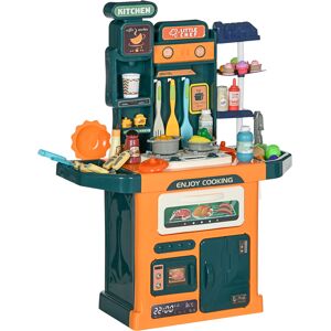 Aiyaplay Interactive Toy Kitchen Set with 77 Accessories, Features Sound, Light, and Water Spray Functions for Realistic Play, Multicolour