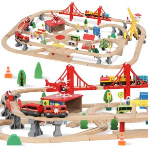 AIYAPLAY 133-Piece Wooden Train Set, Toy Train with Crane, Storage Box, for Kids Ages 3+ AIYAPLAY 133-Piece Wooden Train Set, Toy Train with Crane, Storage Box, for Kids Ages 3+