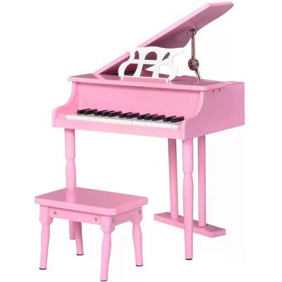HOMCOM Modern Kids Piano 30 Keys Set of 2 Mini Toy for Child Grand Piano with Music Stand and Bench, Best Gifts Pink HOMCOM Modern Kids Piano 30 Keys Set of 2 Mini Toy for Child Grand Piano with Music Stand and Bench, Best Gifts Pink