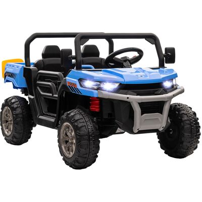 HOMCOM 12V Two-Seater Kids Electric Ride-On Car, with Electric Bucket, Remote Control - Blue Aosom UK HOMCOM 12V Two-Seater Kids Electric Ride-On Car, with Electric Bucket, Remote Control - Blue Aosom UK