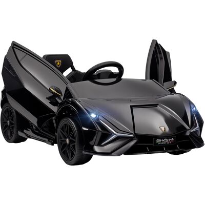 HOMCOM Lamborghini Sian Licensed Electric Car for Kids, 12V Kids Electric Ride on Car with Dual Motors, Remote Control, Black HOMCOM Lamborghini Sian Licensed Electric Car for Kids, 12V Kids Electric Ride on Car with Dual Motors, Remote Control, Black