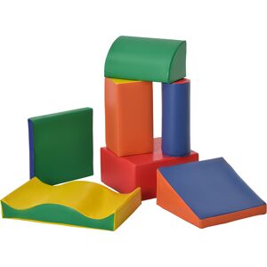 HOMCOM 7 Piece Soft Play Blocks Kids Climb and Crawl Gym Toy Foam Building and Stacking Blocks Non-Toxic Learning Play Set Educational Software Toy