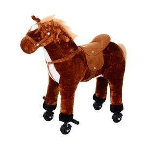 HOMCOM Kids Plush Ride On Walking Horse W/Sound-Brown