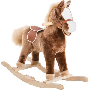 HOMCOM Kids Plush Rocking Horse, Soft Fabric, Traditional Toy with a Modern Twist, Rich Brown