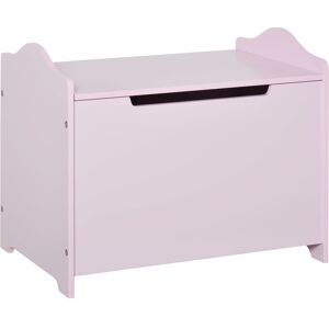 HOMCOM Children's Wooden Toy Box, Playroom Storage Chest with Safety Hinge, 60 x 40 x 48 cm, Pink