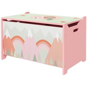 ZONEKIZ Toy Chest, Kids Storage Box with Safety Hinge, Cute Animal Theme, Durable and Spacious, Pink