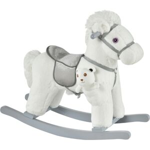 HOMCOM Rocking Horse for Toddlers 18-36 Months, Plush Ride-On Toy with Realistic Sounds, White