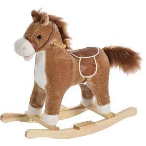 HOMCOM Kids Ride On Plush Rocking Horse w/ Sound Brown