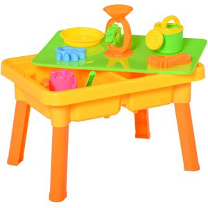 HOMCOM 2 in 1 Sand and Water Table, Beach Toy Set Outdoor Playset for Kids with Lid and Accessories, Sandbox