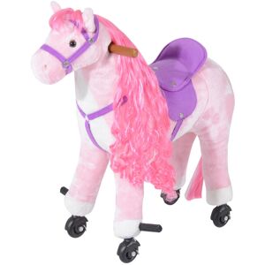 HOMCOM Kids Plush Ride On Walking Horse W/Sound-Pink HOMCOM Kids Plush Ride On Walking Horse W/Sound-Pink