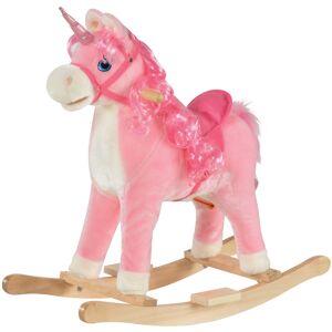 HOMCOM Unicorn Rocking Horse for Kids, Plush Ride On with Sound Effects, Soft, Pink Aosom UK HOMCOM Unicorn Rocking Horse for Kids, Plush Ride On with Sound Effects, Soft, Pink Aosom UK