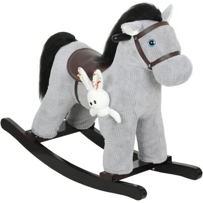 AIYAPLAY Baby Rocking Horse, Plush Ride on Toy with Handle Grip, Sound and Doll, Toddler Animal Rocker for Kids Aged 2–5, Grey AIYAPLAY Baby Rocking Horse, Plush Ride on Toy with Handle Grip, Sound and Doll, Toddler Animal Rocker for Kids Aged 2–5, Grey