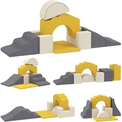 AIYAPLAY 7 Piece Kids Soft Play Set with Detachable Cover, Baby Indoor Climb and Crawl Foam Toy for Toddlers, Yellow AIYAPLAY 7 Piece Kids Soft Play Set with Detachable Cover, Baby Indoor Climb and Crawl Foam Toy for Toddlers, Yellow