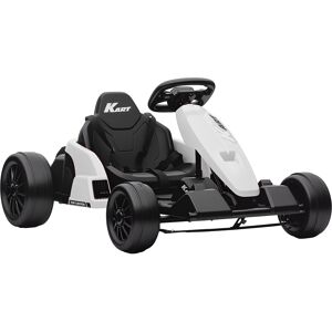 AIYAPLAY 24V Electric Drift Go Kart for Kids with Adjustable Seat, Safety Harness, Music, Horn, White Aosom UK AIYAPLAY 24V Electric Drift Go Kart for Kids with Adjustable Seat, Safety Harness, Music, Horn, White Aosom UK