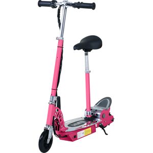 HOMCOM 120W Teens Foldable Kids Powered Scooters 24V Rechargeable Battery Adjustable Ride on Outdoor Toy (Pink)