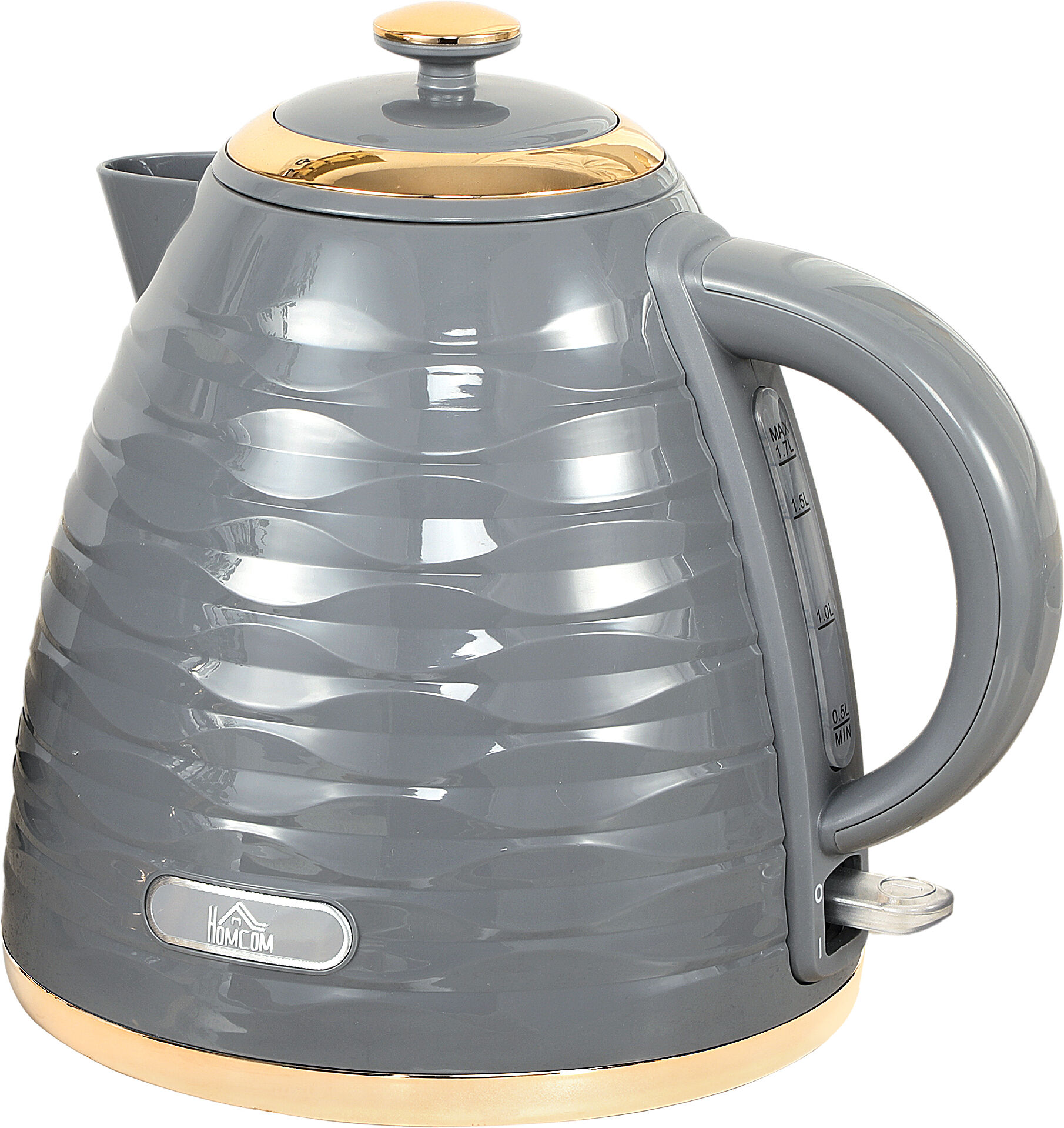 HOMCOM Electric Kettle, 1.7L, Fast Boil, 3kW Water Kettle with Removable Washable Anti-scale Filter, BPA Free, Grey Aosom UK