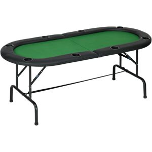 HOMCOM 1.83m Foldable Poker Table W/Chip Trays, Drink Holders