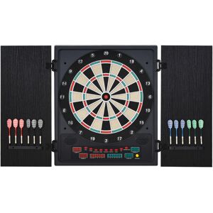 HOMCOM Electronic Dartboard In Case LED Scoreboard w/ 12 Darts 30 Heads Side Storage Cabinet Classic Game Family Fun Game Black White Aosom UK HOMCOM Electronic Dartboard In Case LED Scoreboard w/ 12 Darts 30 Heads Side Storage Cabinet Classic Game Family Fun Game Black White Aosom UK