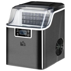HOMCOM Ice Maker Machine Countertop, 20Kg in 24 Hrs, 24 Cubes Ready in 14-18Mins, Stainless Steel Ice Cube Maker, 3.2L w/ Adjustable