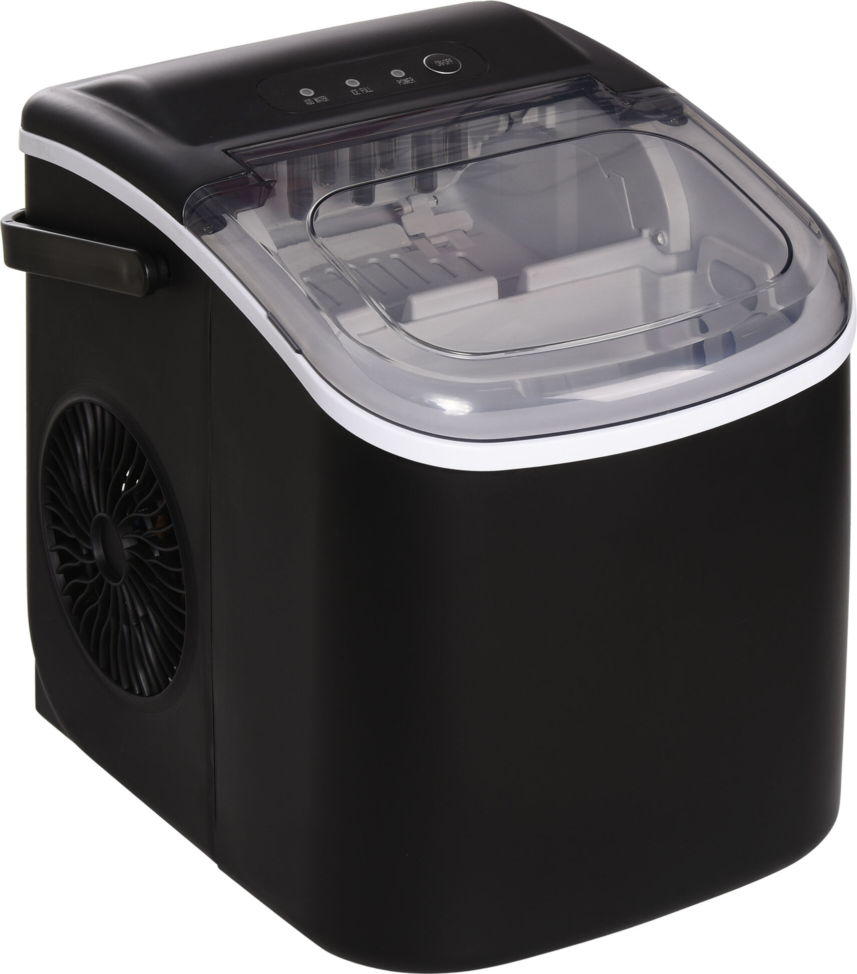 HOMCOM Ice Maker Machine Counter Top, 12Kg in 24 Hrs, 9 Cubes Ready in 6-12Mins, Portable Ice Cube Maker with Ice Scoop and Basket, Black Aosom UK