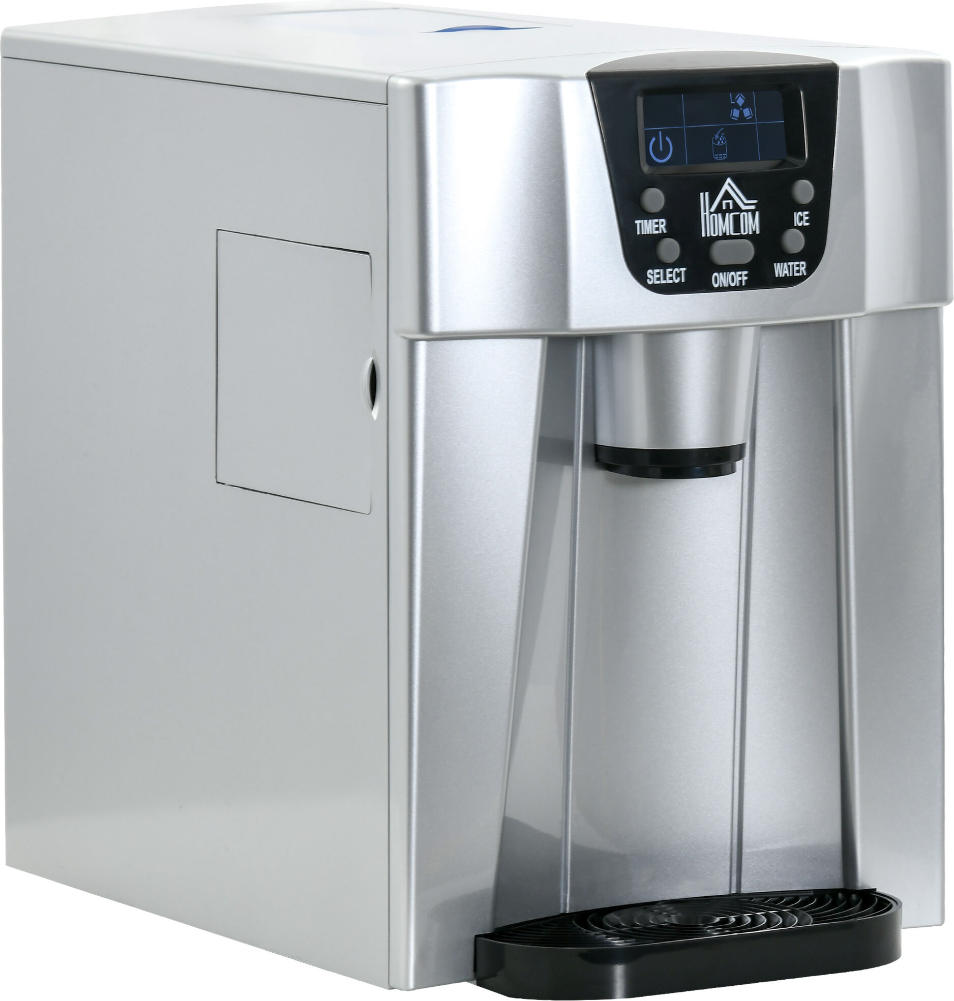HOMCOM Ice Maker Machine and Water Dispenser, Counter Top Ice Cube Maker for Home w/3L Tank, Adjustable Cube Size,12kg in 24 Hrs, No Plumbing Required