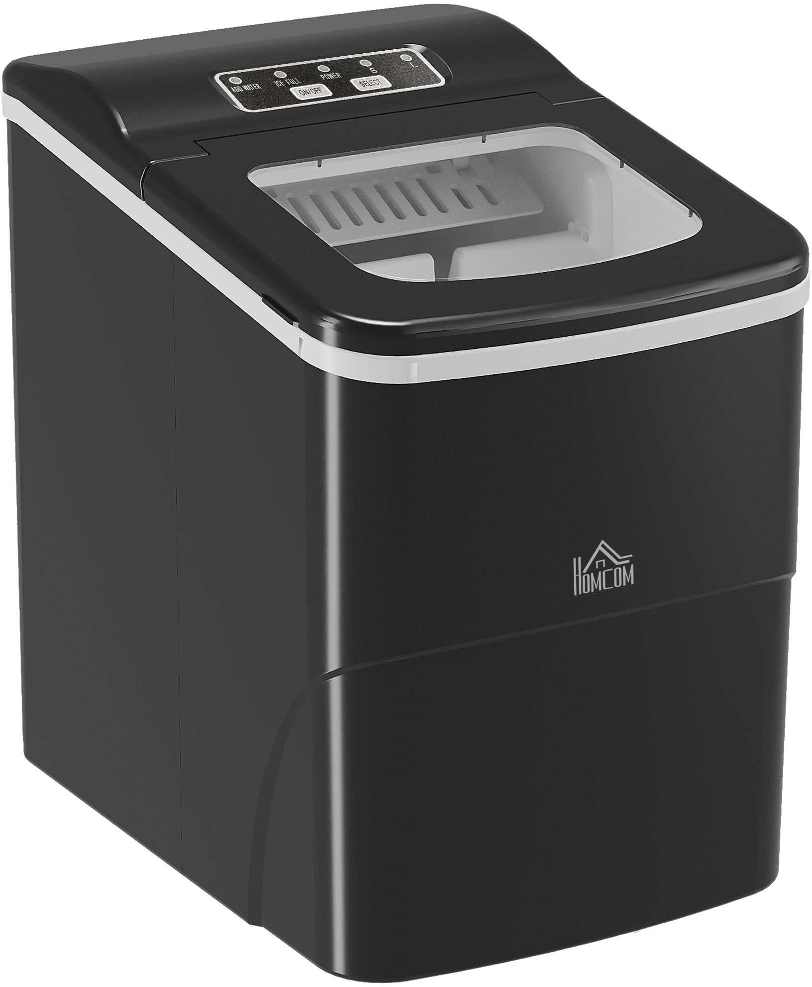 Ice Maker Countertop Portable Bullet Ice Cube Machine 12kg/24H Production Automatic Cleaning Visible Window Scoop and Basket Black by HOMCOM