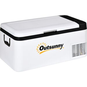 Outsunny 12V Car Refrigerator w/ LED Light & Foldable Handles, 18L Portable Compressor Cooler, Fridge Freezer for Campervan RV Boat Travel