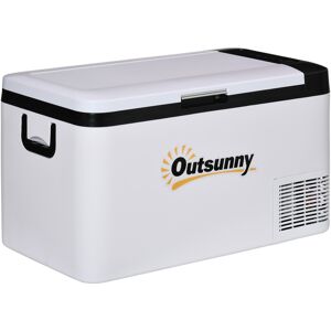 Outsunny Portable Car Fridge Freezer, 25L, 12V, with LED Light, Foldable Handles, Compressor Cooling for Camping, RV, Travel, Grey