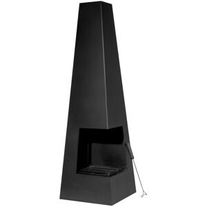 Dellonda Power Steel Chiminea - Black - Outdoor Heater - W45cm x H150cm Dellonda Power Steel Chiminea - Black - Outdoor Heater - W45cm x H150cm