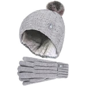 Heat Holders Kids Cable Bobble Hat & Gloves Set - - Size: ONESIZE Heat Holders Kids Cable Bobble Hat & Gloves Set - - Size: ONESIZE