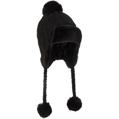 Mountain Warehouse Sierra Womens Knitted Thermal Fur Hat - Black - Black - Size: ONE Mountain Warehouse Sierra Womens Knitted Thermal Fur Hat - Black - Black - Size: ONE