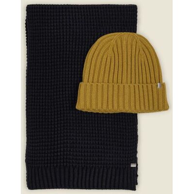 Larsson & Co Imatra Mens Waffle Scarf and Ribbed Beanie Set - - Size: ONESIZE Larsson & Co Imatra Mens Waffle Scarf and Ribbed Beanie Set - - Size: ONESIZE