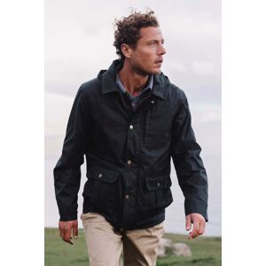 Hinter + Hobart Darlington Mens Waxed Cotton Hooded Jacket - Navy Hinter + Hobart Darlington Mens Waxed Cotton Hooded Jacket - Navy