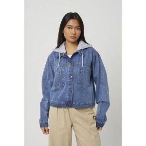 Brave Soul Denim Womens Jacket Detachable Jersey Hood - - Size: 14 Brave Soul Denim Womens Jacket Detachable Jersey Hood - - Size: 14