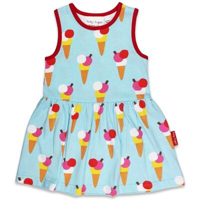 Toby Tiger Kids 95% Cotton Ice Cream Cones Summer Dress - - Size: 7-8y Toby Tiger Kids 95% Cotton Ice Cream Cones Summer Dress - - Size: 7-8y