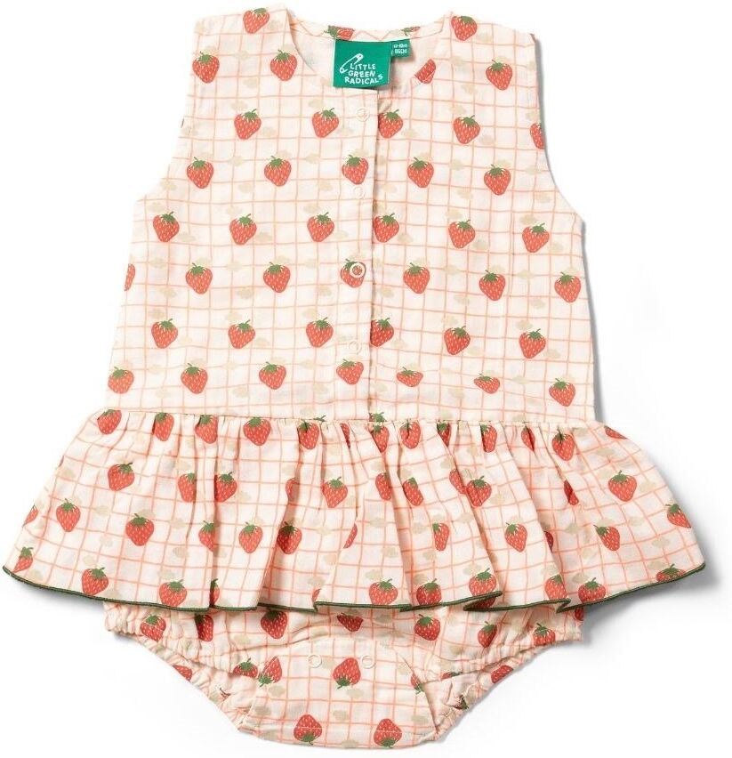 Little Green Radicals Strawberry Baby 100% Organic Cotton Ruffle Romper - - Size: 12-18m