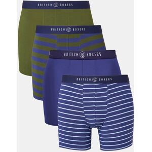 British Boxers Mens Four-Pack Bamboo Stretch Trunks - British Boxers Mens Four-Pack Bamboo Stretch Trunks -