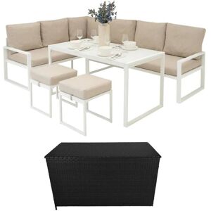 Jardi White Aluminium Sofa Set & Black Rattan Box - Jardi White Aluminium Sofa Set & Black Rattan Box -