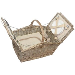 Red Hamper Wicker Double Lidded Picnic Basket - Red Hamper Wicker Double Lidded Picnic Basket -