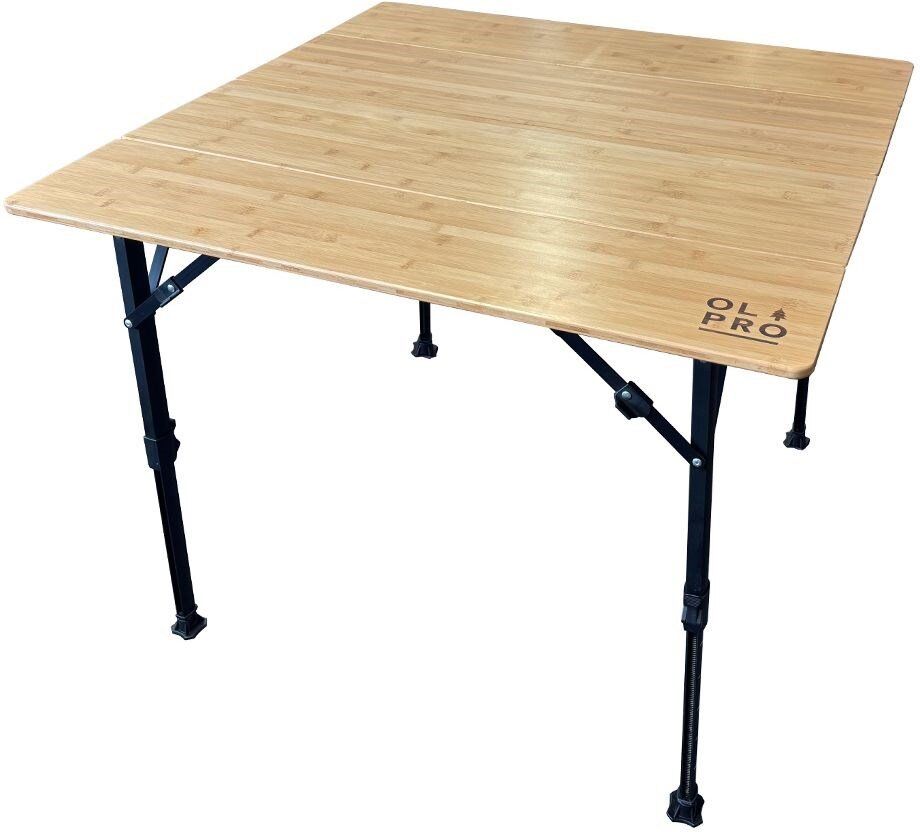 OLPRO Bamboo Camping Table 4 Folding 90cm x 90cm -