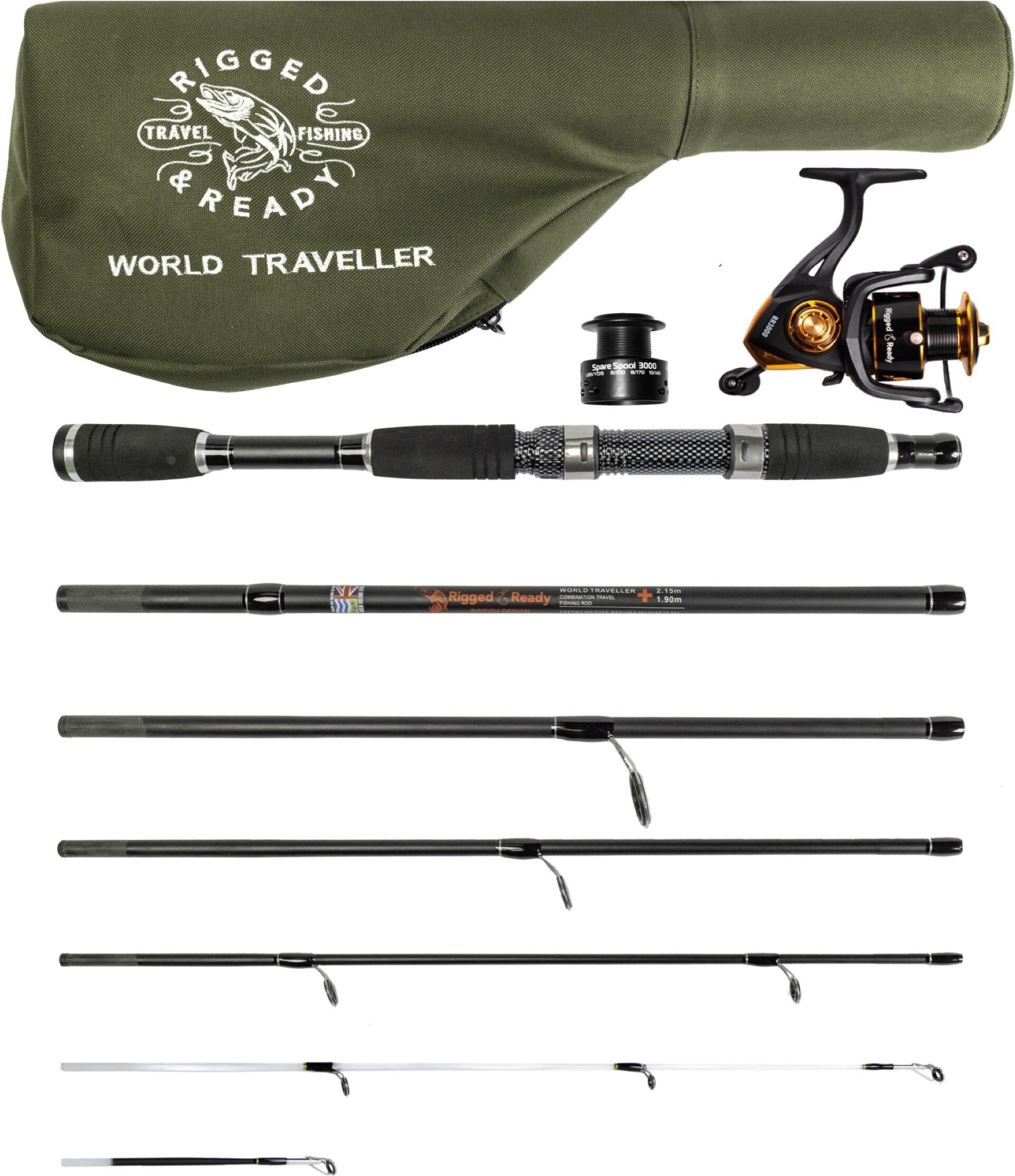 Rigged and Ready World Traveller Travel Fishing Rod-Reel-Case combo -