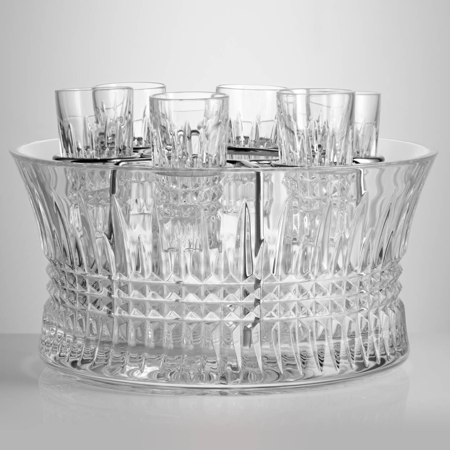 Waterford Lismore Diamond Vodka Set with Chill Bowl, Shot Glasses & Silver Insert